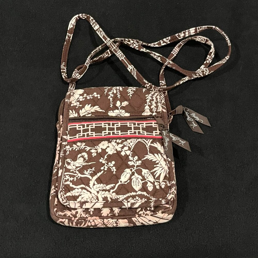 Vera Bradley Brown & White Handbag - Shoulder Strap - Quilted - Floral